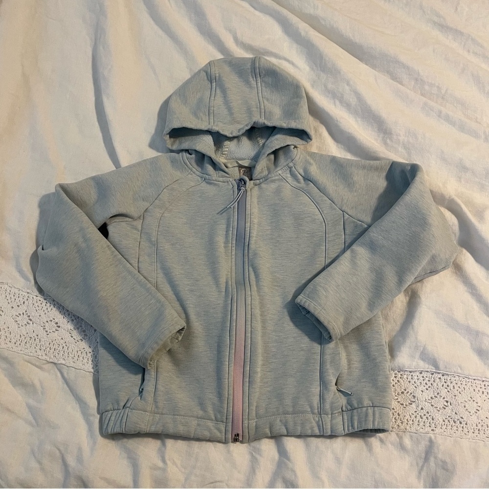 Athleta Girl SMALL fleece lining Full Zip Jacket Blue Warm and Cozy ombre zipper